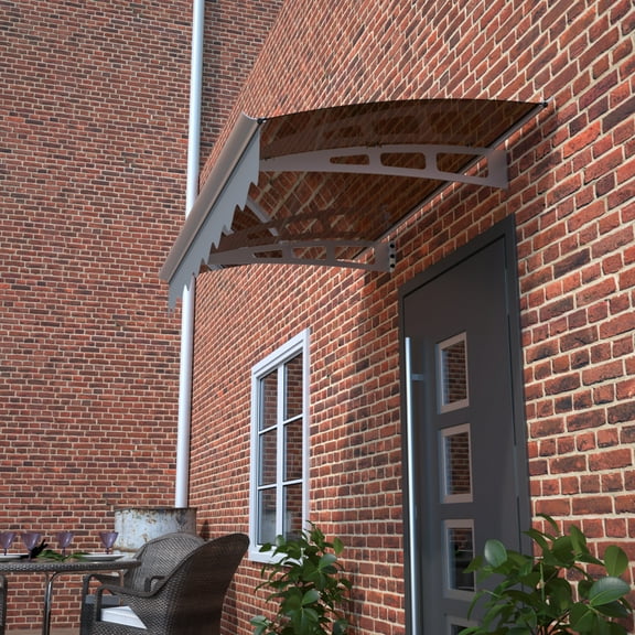 47" Wide x 34" Door & Window Awning Canopy with 0.137" Thick Crystal Polycarbonate & Aluminum Frame - 35mph Wind Resistant for Concrete Walls
