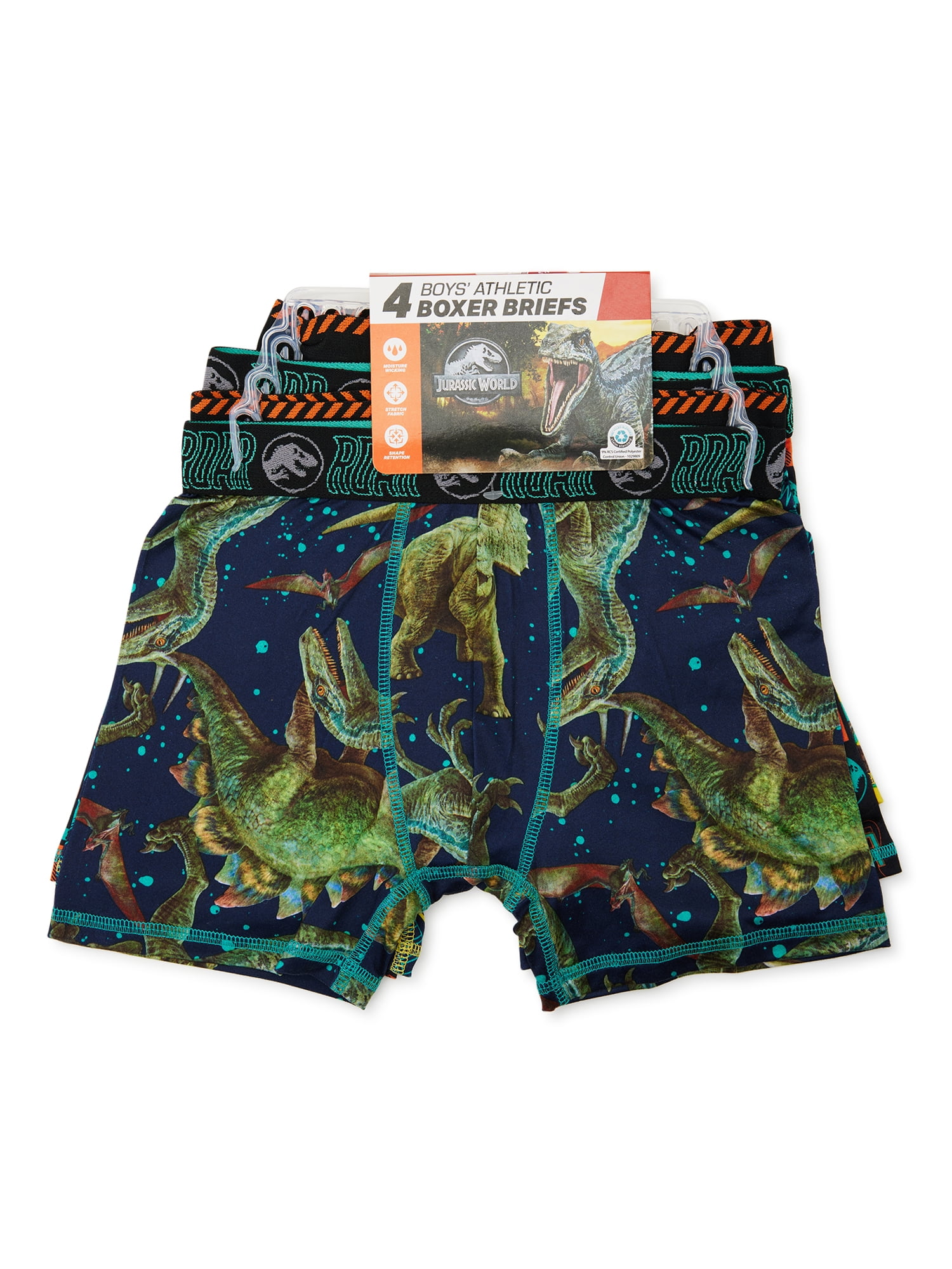 Jurassic World Boys Allover Print Boxer Briefs, 4-Pack, Sizes XS-XL