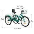 thumbnail image 2 of Dextrus 26 Inch 3-Wheel Bike, Single Speed Adult Trike, Low Step-Through Cruiser with Front & Rear Baskets, Large Adjustable Seat with Backrest for Seniors, Men, and Women (Mint Green), 2 of 6