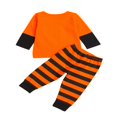 thumbnail image 2 of Toddler Baby Halloween Smile Pumpkin Print Long Sleeve Tops Striped Pants Set, 2 of 5