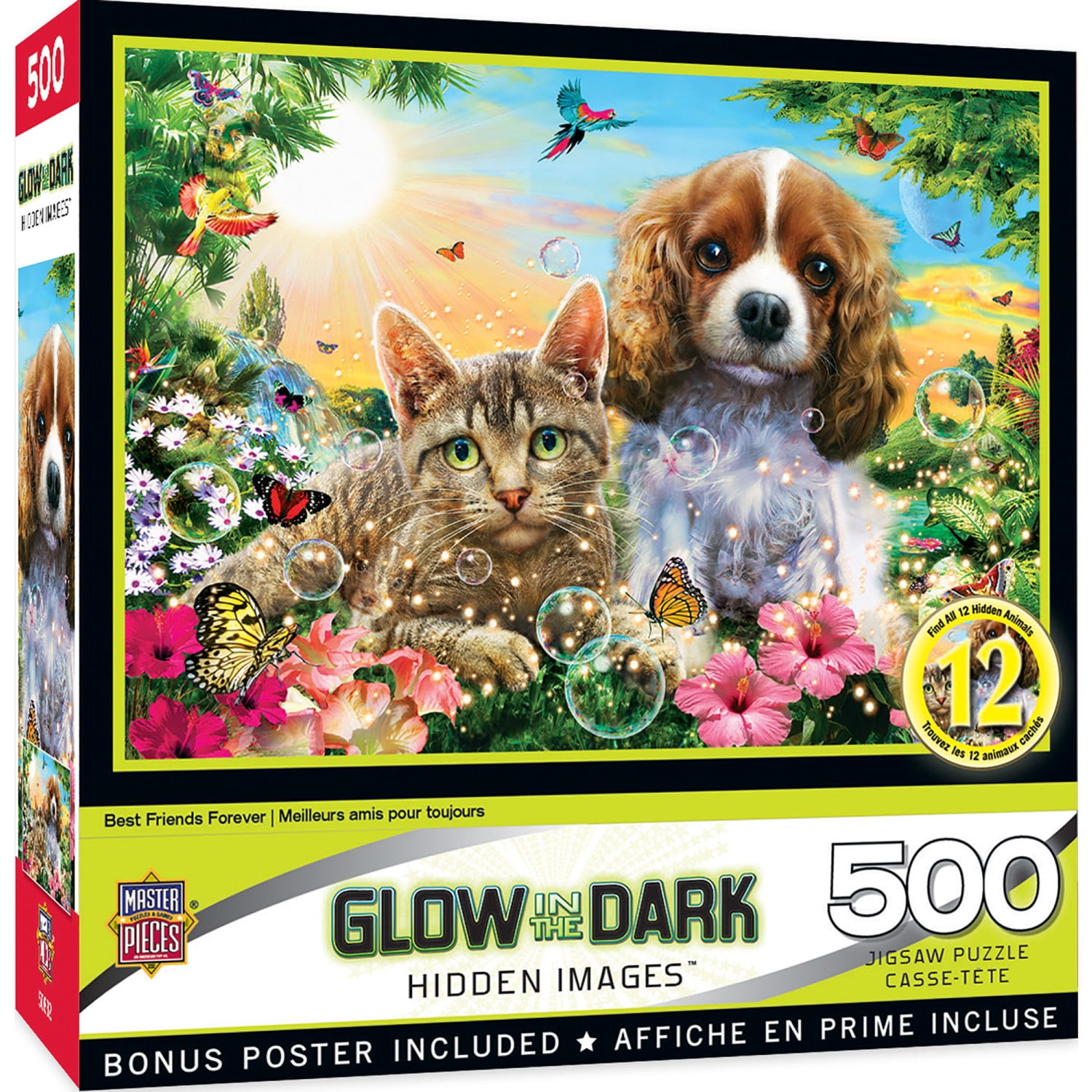 MasterPieces 15" x 21" Best Friends Forever - Hidden Image Glow-in-the-Dark 500 Piece Jigsaw Puzzle