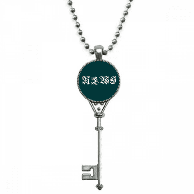 Information News Pattern Text Pendant Vintage Necklace Silver Key Jewelry