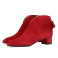 thumbnail image 2 of FSJ Women Fashion Western Tassel Block Low Heel Ankle Boots Side Zipper Booties Closed Toe V Cut Casual Vintage Shoes Size 10 Red, 2 of 4