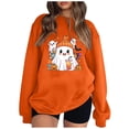 thumbnail image 1 of Pisexur Chandail d'Halloween pour Femmes en Molleton Orange Chandail à Manches Longues Col Rond Chandails de Mode avec Motif Citrouille Chandails à Capuche d'Halloween Hauts à Enfiler, 1 of 3