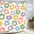 thumbnail image 6 of Cute Retro Flower Shower Curtain for Bathroom 72Wx72H Inch Danish Pastel Groovy Colorful Vintage Floral Lovely Shower Curtain Bathroom Set for Girls Woman Waterproof Accessories Home Decor, 6 of 6