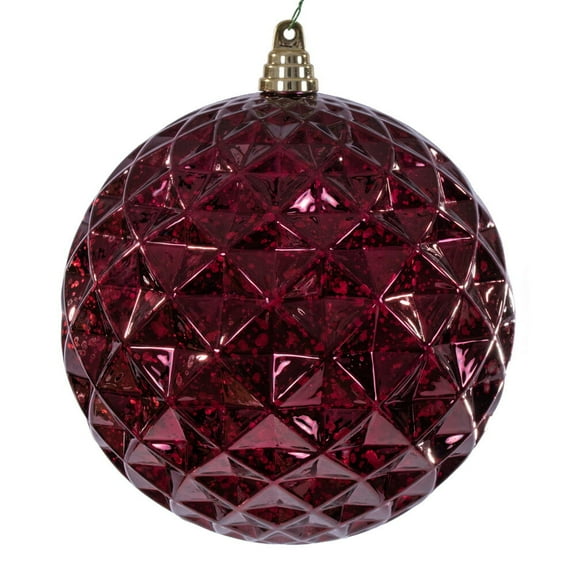 8" Burgundy Diamond Mercury Ornament
