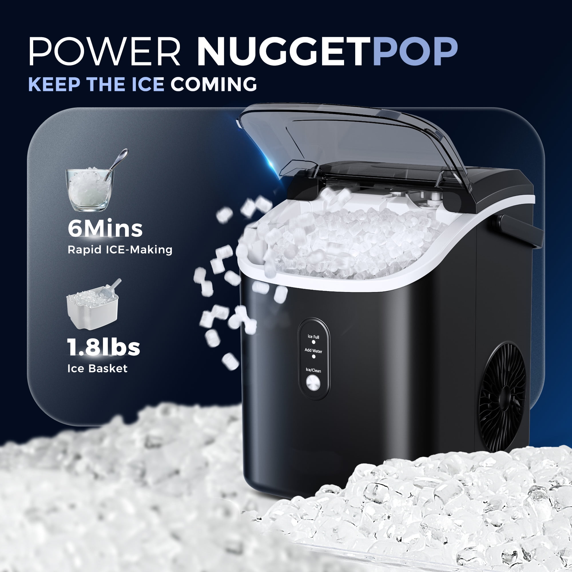 Simzlife Nugget Ice Maker Countertop, 34.9lbs per Day