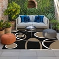 thumbnail image 2 of Black Brown Outdoor Rug for Patio/Deck/Porch, Non-Slip Large Area Rug 4 x 6 Ft, White Circle Modern Minimalist Geometric Indoor Outdoor Rugs Washable Area Rugs, Reversible Camping Rug Carpet Runner, 2 of 8