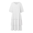 thumbnail image 4 of Vestido sencillo de doble capa con manga corta y abertura para mujer - Cuello redondo informal, poliéster y spandex - S-XXXXXL, 4 of 5