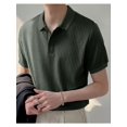 thumbnail image 4 of INCERUN Men's Lapel Knit Look Short Sleeve Henley POLOs Shirts Tops, 4 of 5