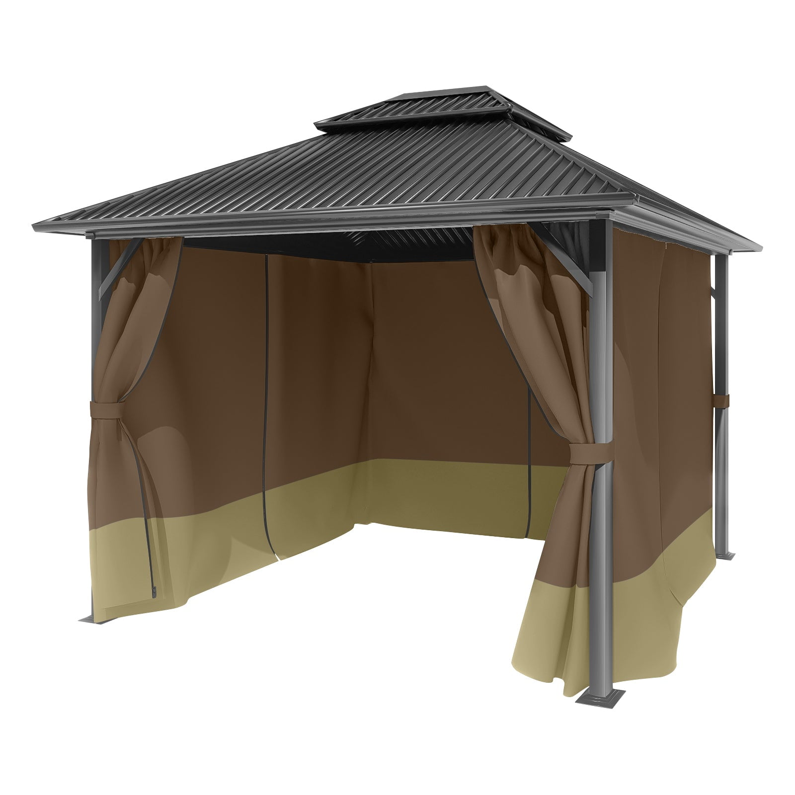 BPS 12'x14' Gazebo Replacement Curtain, Universal 4-Privacy Panel, Outdoor Gazebo Sidewalls with Zipper for Garden, Patio, Yard (Curtains Only)