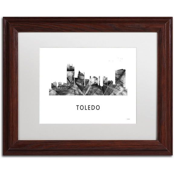 Trademark Fine Art 'Toledo Skyline WB-BW' Canvas Art by Marlene Watson, White Matte, Wood Frame