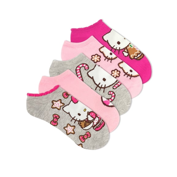 Hello Kitty Women's Holiday No-Show Socks, 5-Pack, Size 4-10