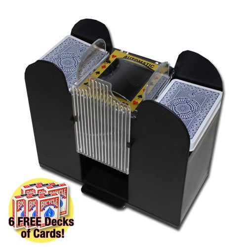 6 Deck Automatic Card Shuffler & 6 Free Decks of Bicycle Playing Cards 