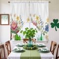 thumbnail image 4 of Swag Curtains Valances for Windows, Boho Floral Print Short Kitchen Window Curtains Over Sink, Peony Strawberry Cafe Curtains Panel Set Of 2,Rod Pocket, 36 Inches Length, 4 of 9