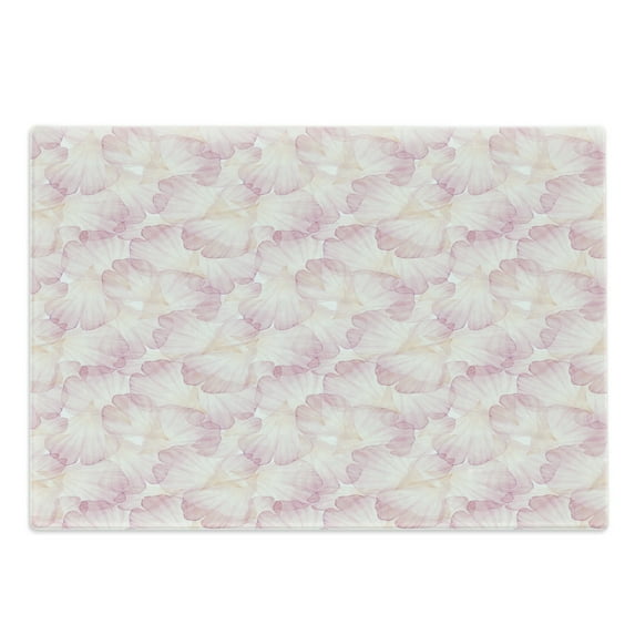 Pastel Cutting Board, Soft Pink Flower Petals Watercolor Painting Style Rose Blossom Romantic Gentle, Decorative Tempered Glass Cutting and Serving Board, Large Size, Pale Pink White, by Ambesonne