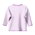 thumbnail image 5 of ZHOGXU Toddler Kids Girls T Shirt 3/4 Sleeve Round Neck Stripe Print Loose Fit Comfortable Tee Top For Casual Daily Wear,Light Purple,13-14 Years, 5 of 5