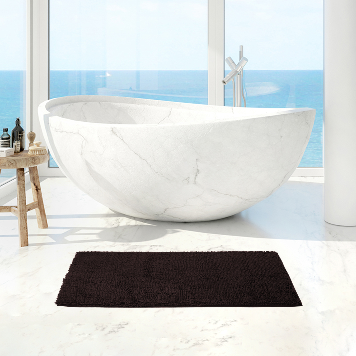 AOACreations Bathroom Rugs Luxury Ultra Soft Chenille Bath Mat 3 Piece Set, Dark Brown - image 3 of 7
