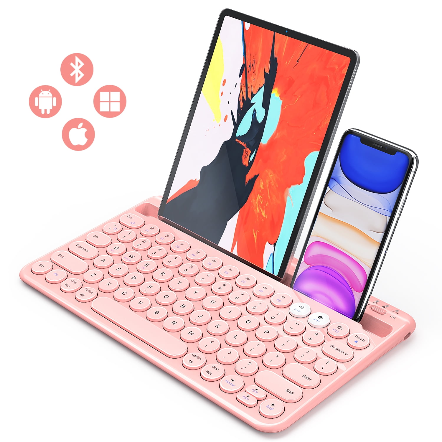 Mini teclado inalámbrico Bluetooth para tableta, iPad, iPhone, teclas de  goma, teclado recargable para teléfono inteligente, Android IOS y Windows