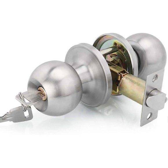 Stainless Steel Security Entrance Lock Exterior Door Handle Bathroom Door Lock with Key Door Knobs for Interior Doors Bathroom Locking Latch Size 60/7