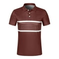 thumbnail image 4 of POTETI Casual Polo Shirts for Men Short Sleeve Collared Shirts Loose Striped Work Tops, 4 of 7