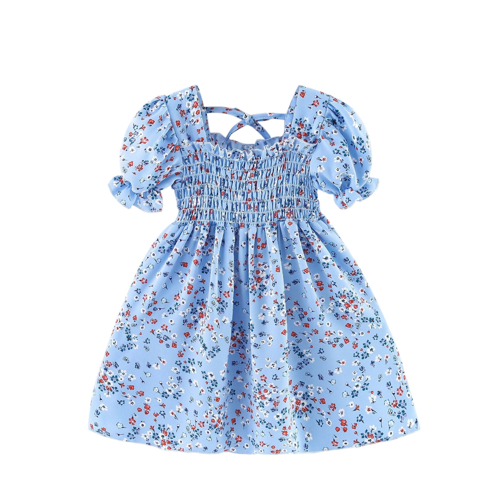 2023 New Girls Princess Evening Dresses Toddler Girls Short Sleeve Beach  Dresses Kids Floral Printed Princess Dress Clothes 