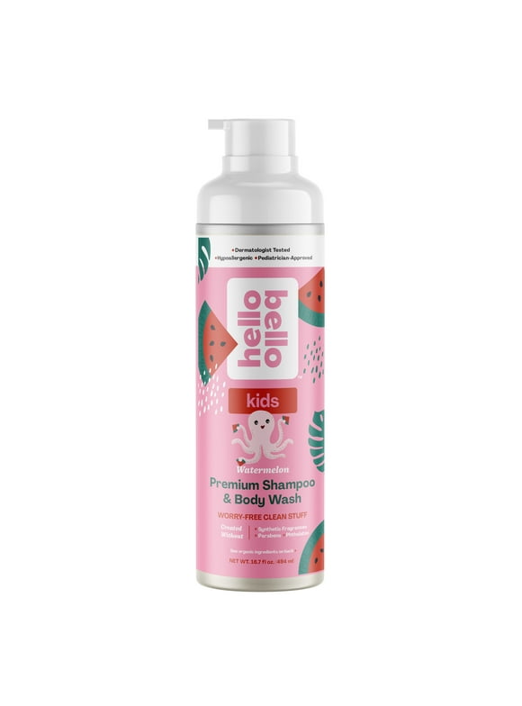 Hello Bello Children's Watermelon Shampoo & Body Wash, Tear-Free, All Hair Types, 16.7 oz