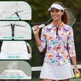 thumbnail image 6 of Uorisanigo Colorful Butterfly Womens Golf Shirt Quick Dry Casual Women's 3/4 Sleeve Athletic Golf Shirts Quarter Zip Workout Tops Comfortable Fashion Tennis Tops Workout Sports, 6 of 7