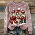 thumbnail image 2 of Luwomo Women's Christmas Flannel Sweaters Cozy Pullover Santa Cute Cats Graphic Crewneck Winter Holiday Knit Festive Seasonal Loose Fit Streetwear Blouses,Z1 Pink,3XL, 2 of 3