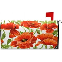 Red Poppies Magnetic Mailbox Cover MailWraps Garden Yard Home Decor for Outside Oversized-25.4" x20.8"33…