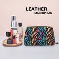 thumbnail image 4 of Abstract Colorful Lines Makeup Bag, Large Capacity Travel Cosmetic Bag for Women Girls- Travel Toiletry Bag Leather Portable Waterproof Makeup Case Organizer with Handle, 4 of 4