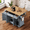 Grey+Blue, variant on Harper & Bright Designs Large Kitchen Island with Drop Leaf, Rolling Kitchen Cart on 4 Wheels with Doors and 3 Drawers, Kitchen Island with Storage for Dining Room, Grey+Blue