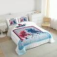 thumbnail image 3 of Homewish Teens Boys Sport Ice Hockey 3-Piece Full Size Comforter Sets,Ball Game Bedding Comforter Set,Blue Red Lightweight Bedding Sets,Breathable Home Decor,Reversible, 3 of 8