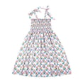 thumbnail image 6 of Liacowi Easter Mommy and Me Family Matching Dress Sweet Bunny Printing Colorful Plaid Sleeveless Lace Suspender Dress, 6 of 10