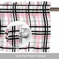 thumbnail image 6 of Modern Geometric Buffalo Plaid Valances for Windows,Kitchen Valance Rod Pocket Short Curtain, Black Pink Line Lattice Valance Curtain Window Valances for Bedroom Bathroom Living Room 54x18in, 6 of 9