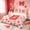 Pink Red B, variant on meiyoeat Strawberry Letter B Twin Sheets for Kids, Princess Buffalo Bedding for Bedroom, Pink, 3pcs, 1 Flat Sheet, 1 Fitted Sheet and 1 Pillowcase