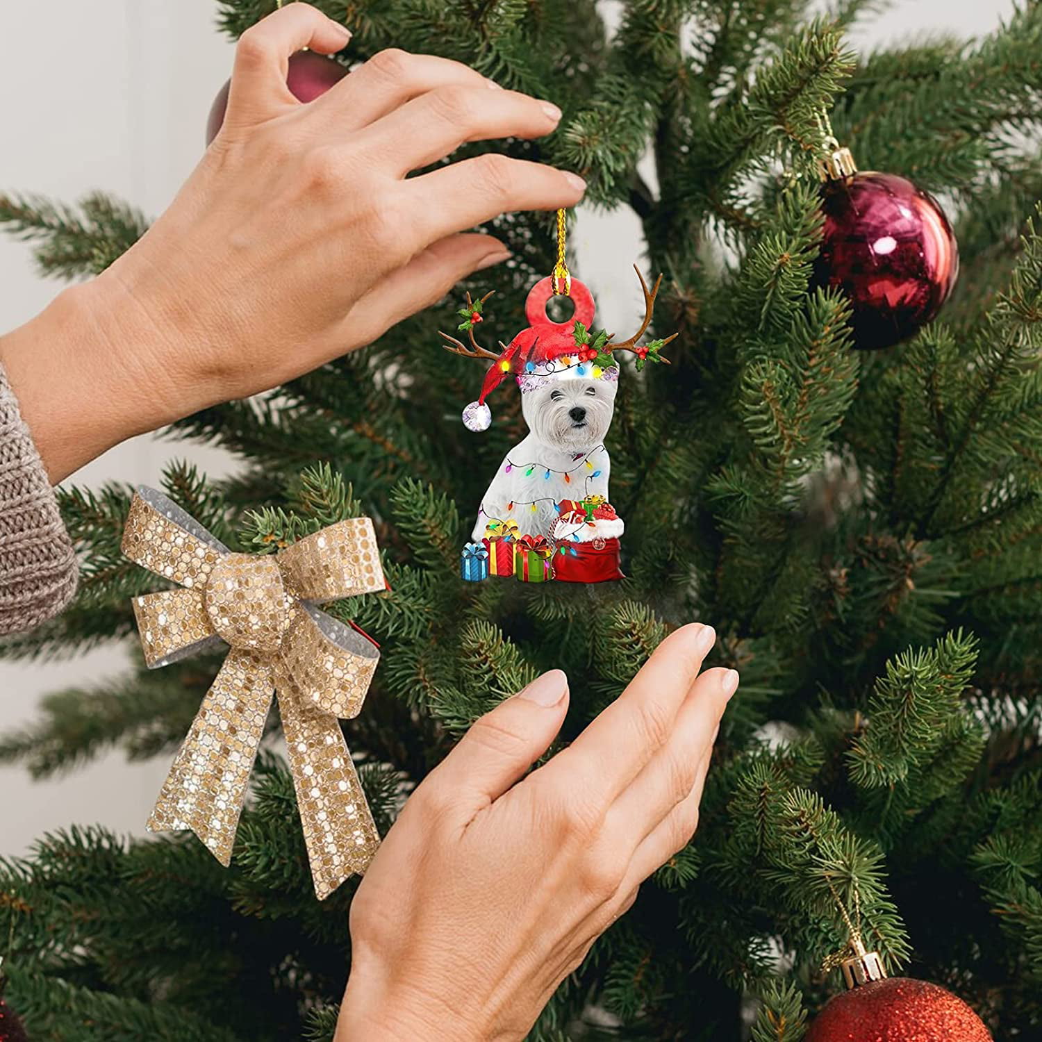 Christmas Ornament Holiday Blinking Ball Shatterproof Boy Elf XMas Hangs NEW 