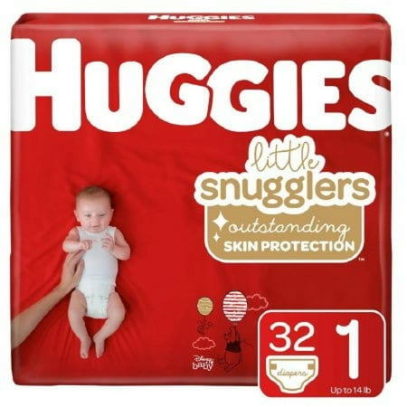 Huggies Little Snugglers Diapers, Heavy Absorbency, Size 1 (8 to 14 Pounds), 32 Count