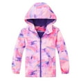 thumbnail image 4 of XXWXYD Girls Windproof Rain Jacket Soft𝖲hell Hooded Coat with Tie Dye Print 𝖶aterproof Hiking Outerwear Functional Lightweight Jacket for Outdoor Activities, 4 of 5