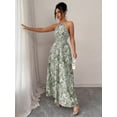 thumbnail image 3 of Elegant Multicolor Paisley Print Ruched Waist Halter Maxi Dress For Spring Summer Occasions, 3 of 6