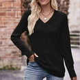 thumbnail image 2 of Dressy Sweaters for Women Women Casual Long Sleeve Sweaters Soft Loose Fit Cable Knit Pullover V Neck Oversized Tunic Sweater Tops, 2 of 6