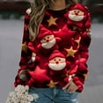 thumbnail image 2 of IROINNID Long Sleeve T Shirt for Women Funny Christmas Crewneck Shirts Long Sleeve Oversized Printed Pullover Tops,Red, 2 of 5