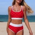 thumbnail image 5 of Duqingm 2 Piece Bathing Suits for Women Women's High Waisted Bikini Deep V Neck Two Piece Swimsuit Tummy Control Bathing Suits Red,XL, 5 of 7