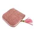 thumbnail image 3 of Estuche organizador de joyas de viaje pequeño, bolsa de almacenamiento portátil con borlas y cremallera para collares. Rosa claro, 3 of 8