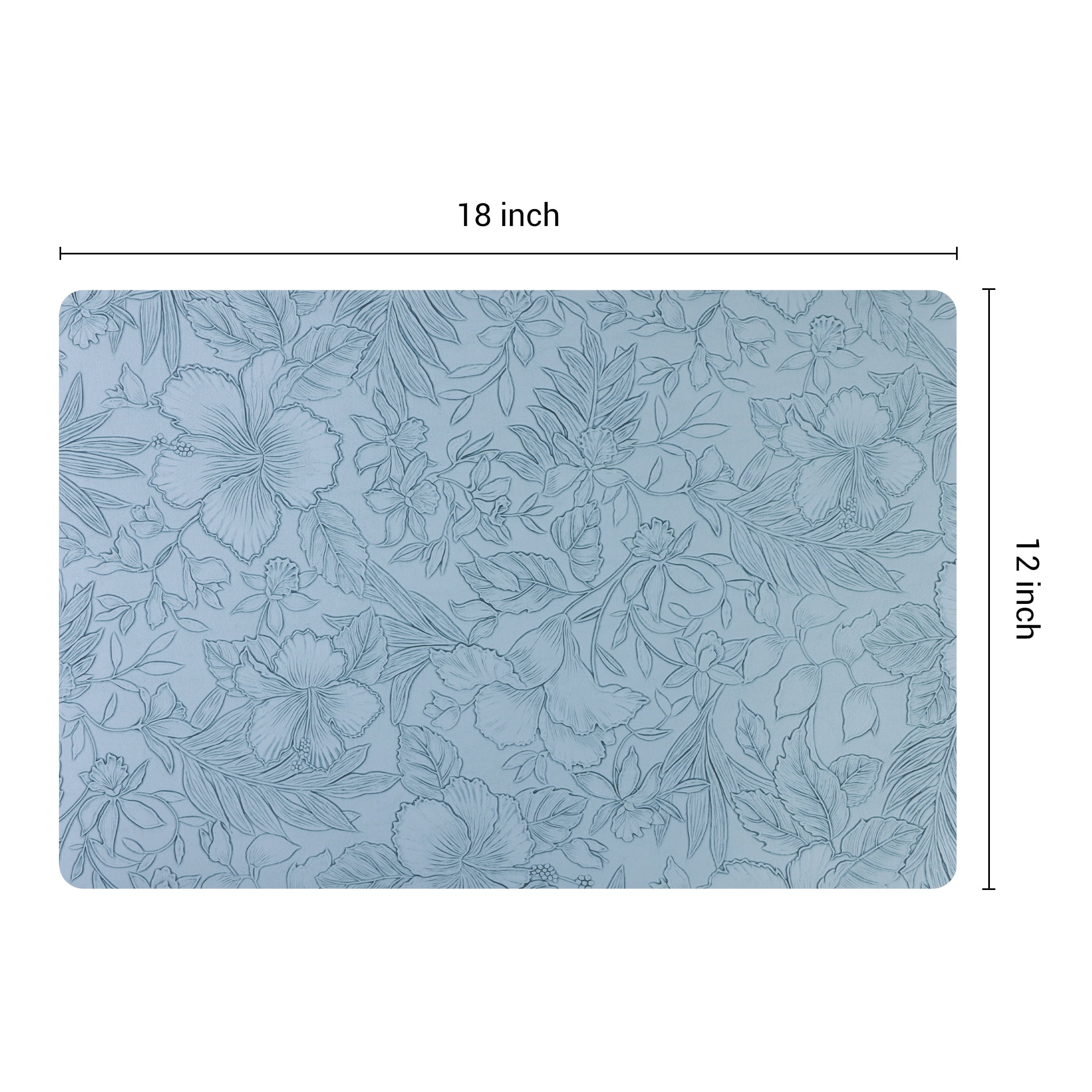 Unique Bargains Set of 6 Faux Leather Placemats for Kitchen Dining Table Decor Light Blue