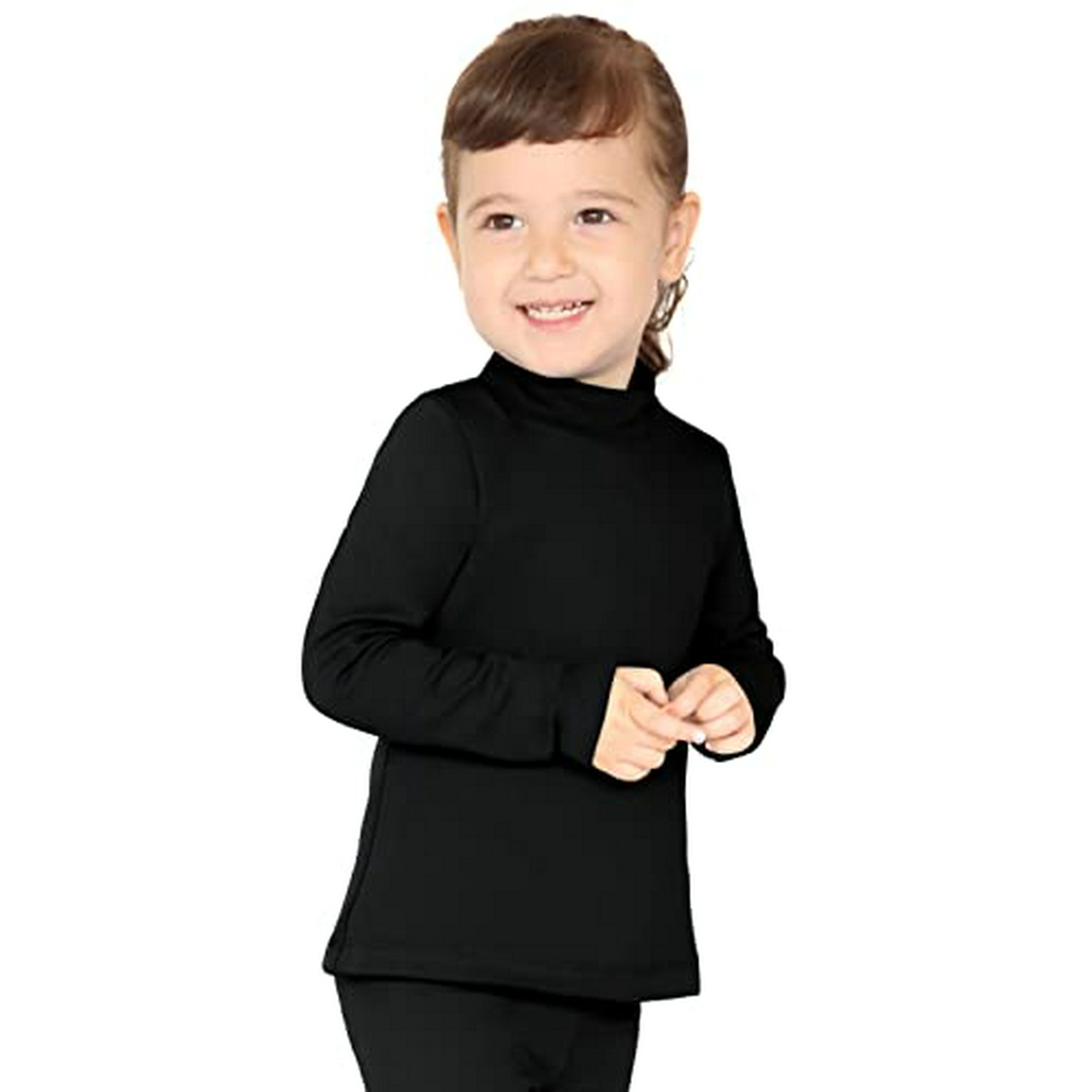 Lilax Girls Basic Long Sleeve Mock Turtleneck Cotton T Shirt 3T Black Walmart