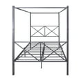 thumbnail image 4 of Metal Canopy Bed Frame, Platform Bed Frame with X Shaped Frame, 4 of 5