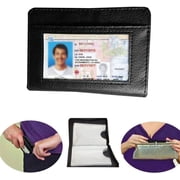 Lock Wallet Zip-Around Unisex RFID Blocking Slim Card Wallet, leather Look
