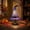 A, variant on Witch Hat Table Lamp with Colorful Art Glass Shade – Decorative Night Light for Mantel, Shelf, or Home Halloween Display