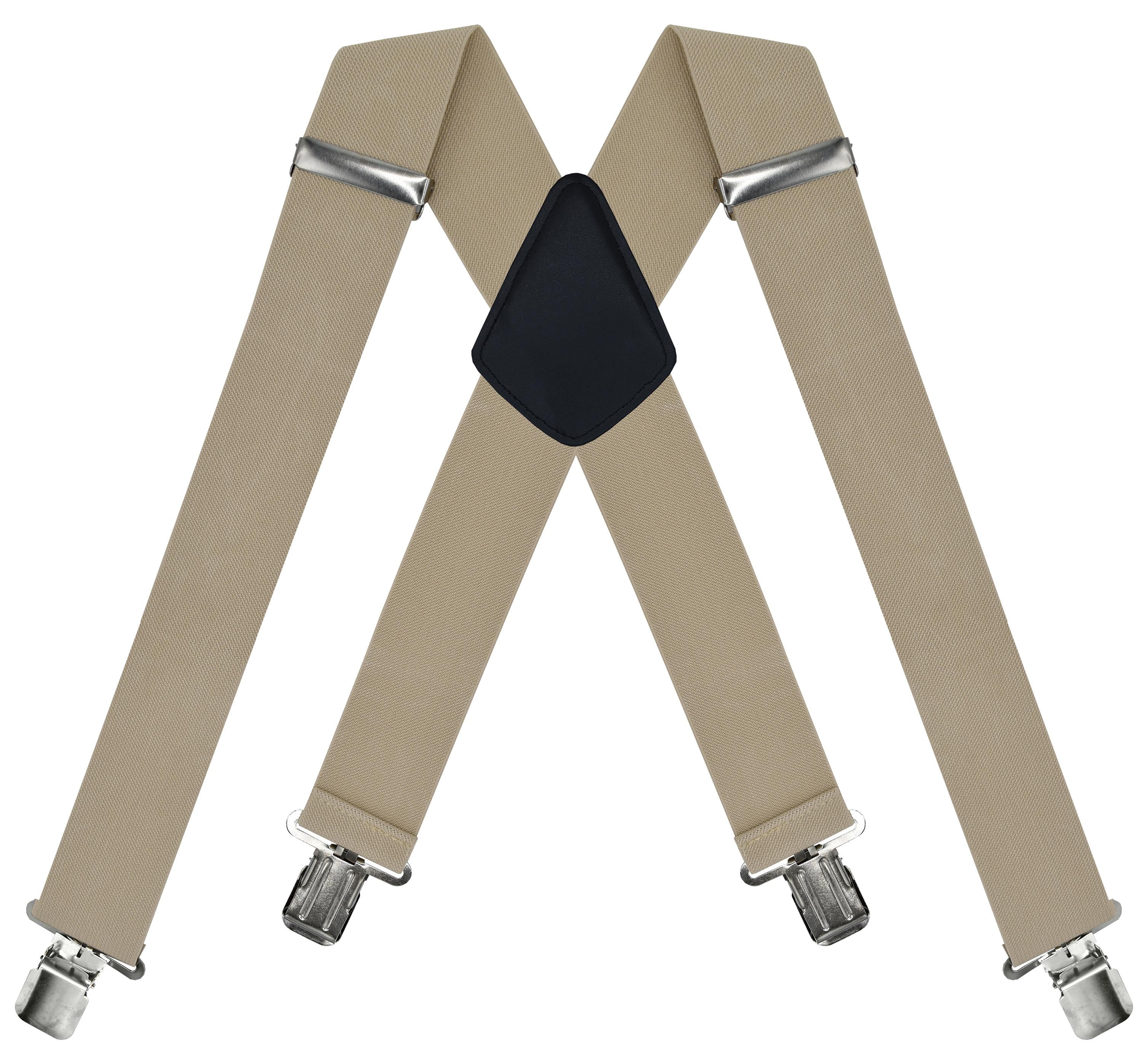Trilece Mens Suspenders Heavy Duty Clips 2 inch Wide Adjustable Length